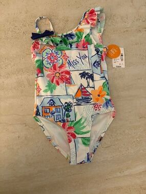One piece swimsuit with bow detail